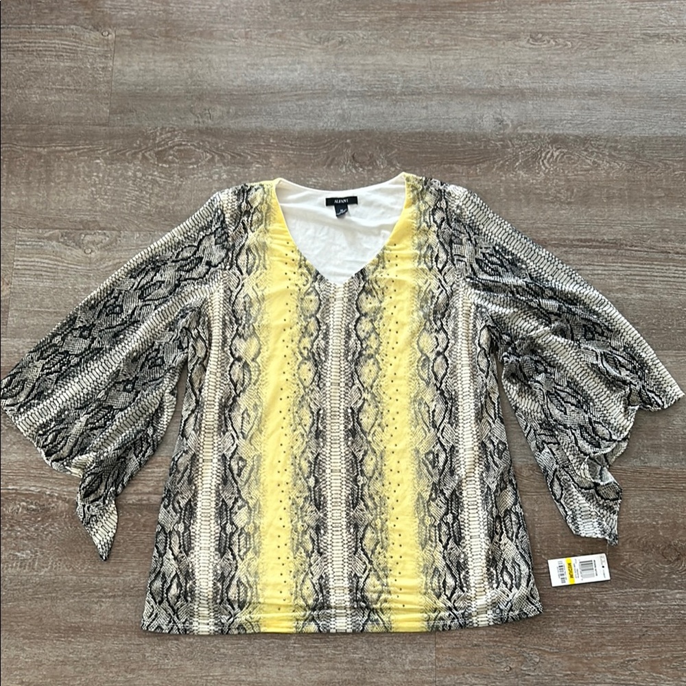 Alfani Women's Snake Print Top with Yellow Accents